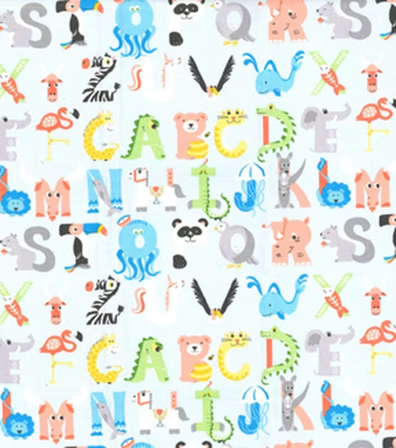 Handmade Placemat Or Table Runner Alphabet Animals on Blue Nursery
