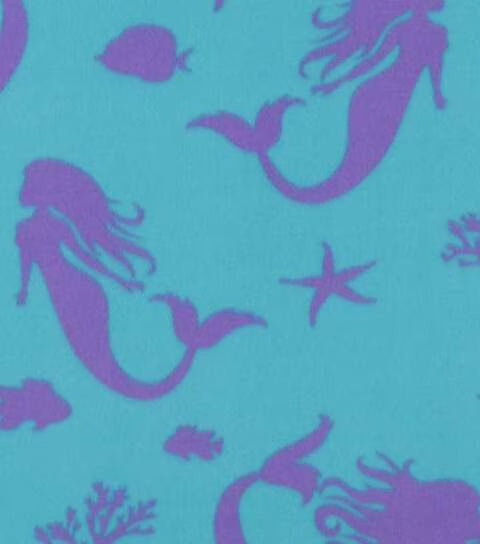 Mermaids on Blue Fleece Fabric