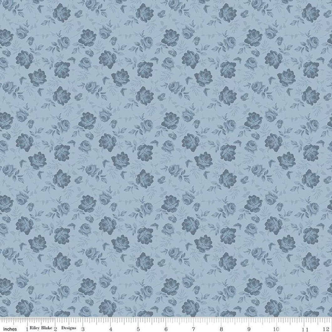 Anne of Green Gables Tone-on-Tone Blue Cotton Fabric