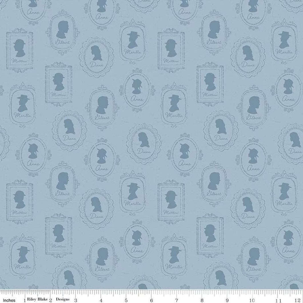 Anne of Green Gables Silhouettes Blue Cotton Fabric