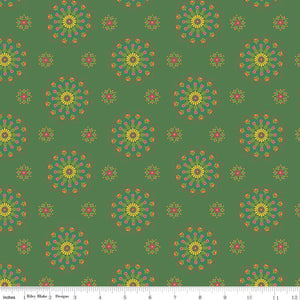 Handmade Valance or Curtain Panel Market Street Medallions Green
