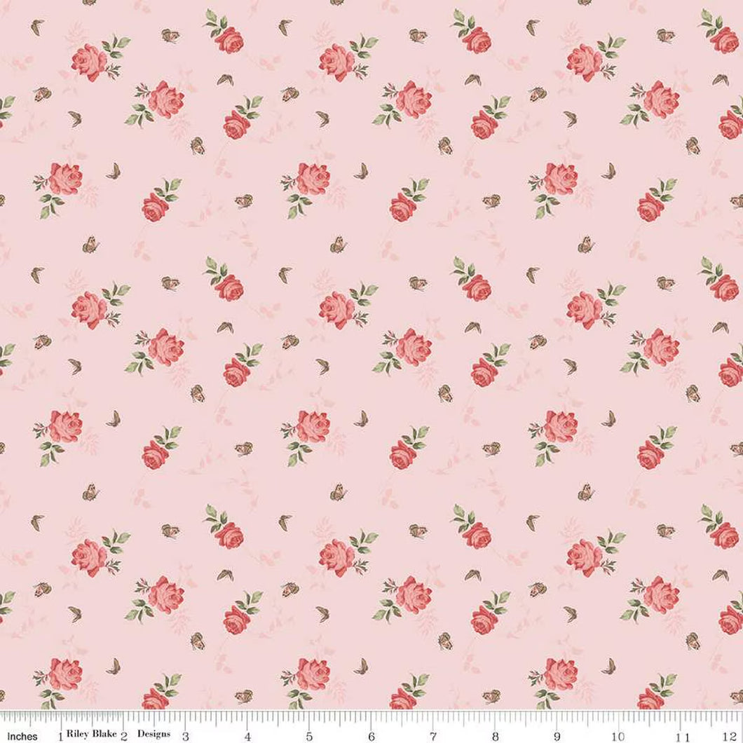Anne of Green Gables Roses Pink Cotton Fabric