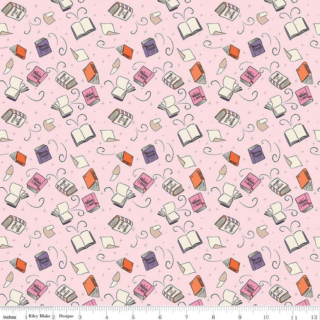 Handmade Placemat Or Table Runner Spooky Schoolhouse Spellbooks Pink Sparkle