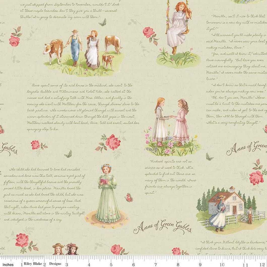 Anne of Green Gables Main Sage Cotton Fabric