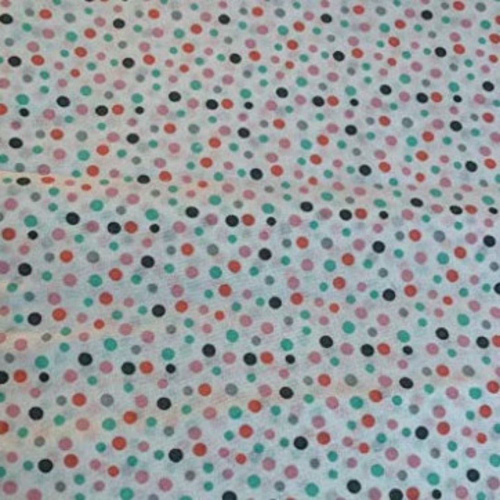 Dots White Cotton Fabric