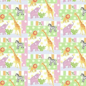 Baby Animals Safari Patch Cotton Fabric