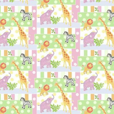 Baby Animals Safari Patch Cotton Fabric