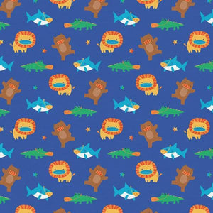 Have Fun Stay Safe " Royal" Cotton Fabric