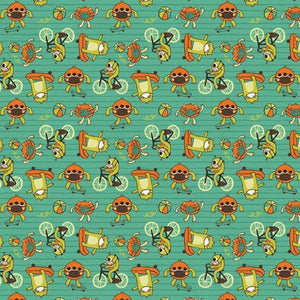 Have Fun Stay Safe " Green" Cotton Fabric