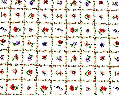 Flower Squares Cotton Fabric