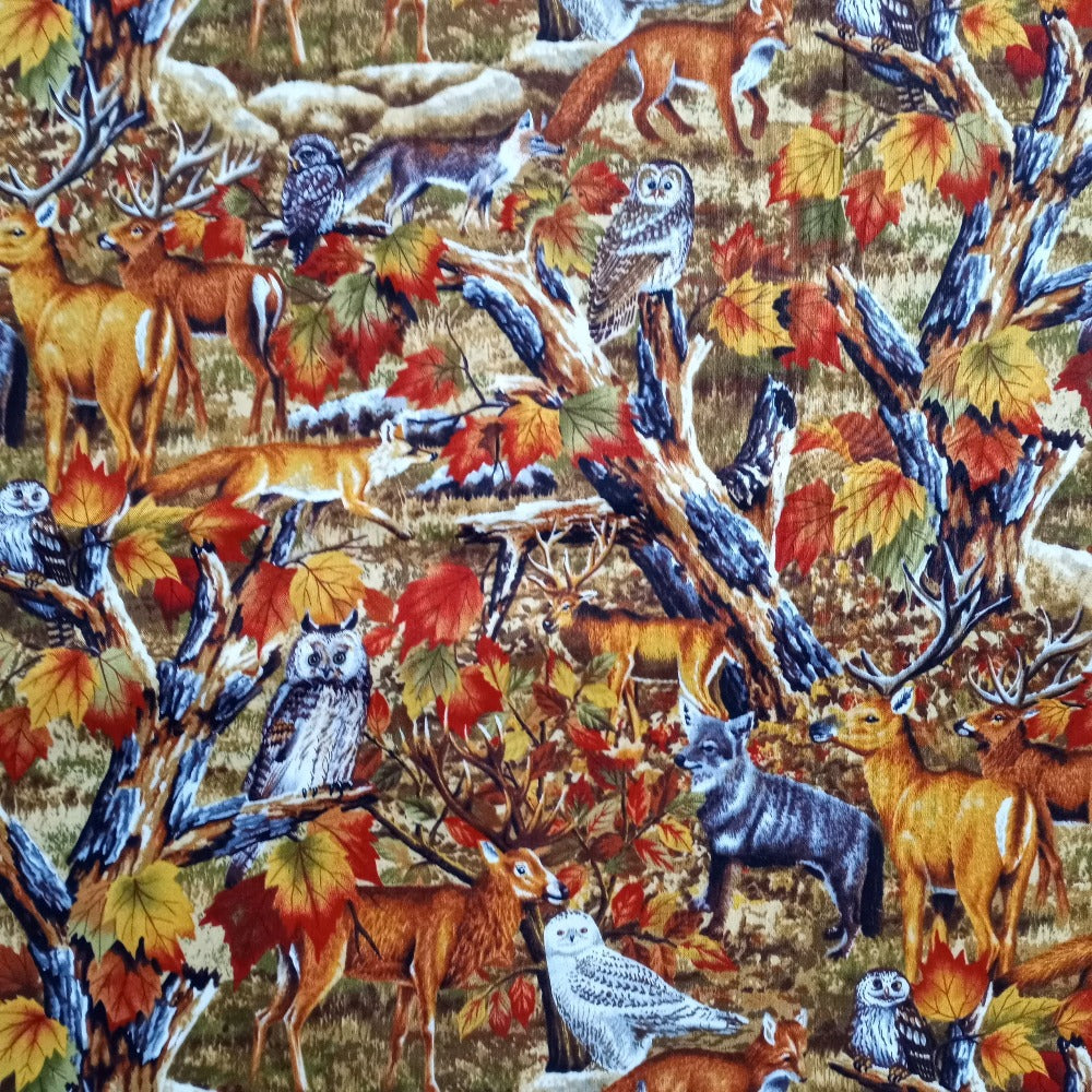 Wildlife Fall Cotton Fabric