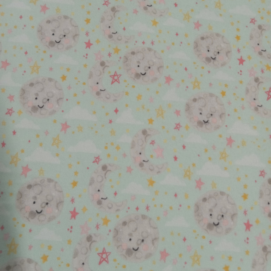 Handmade Blanket, Burp Rag/ Security Blanket, and Bib Moon and Stars Mint