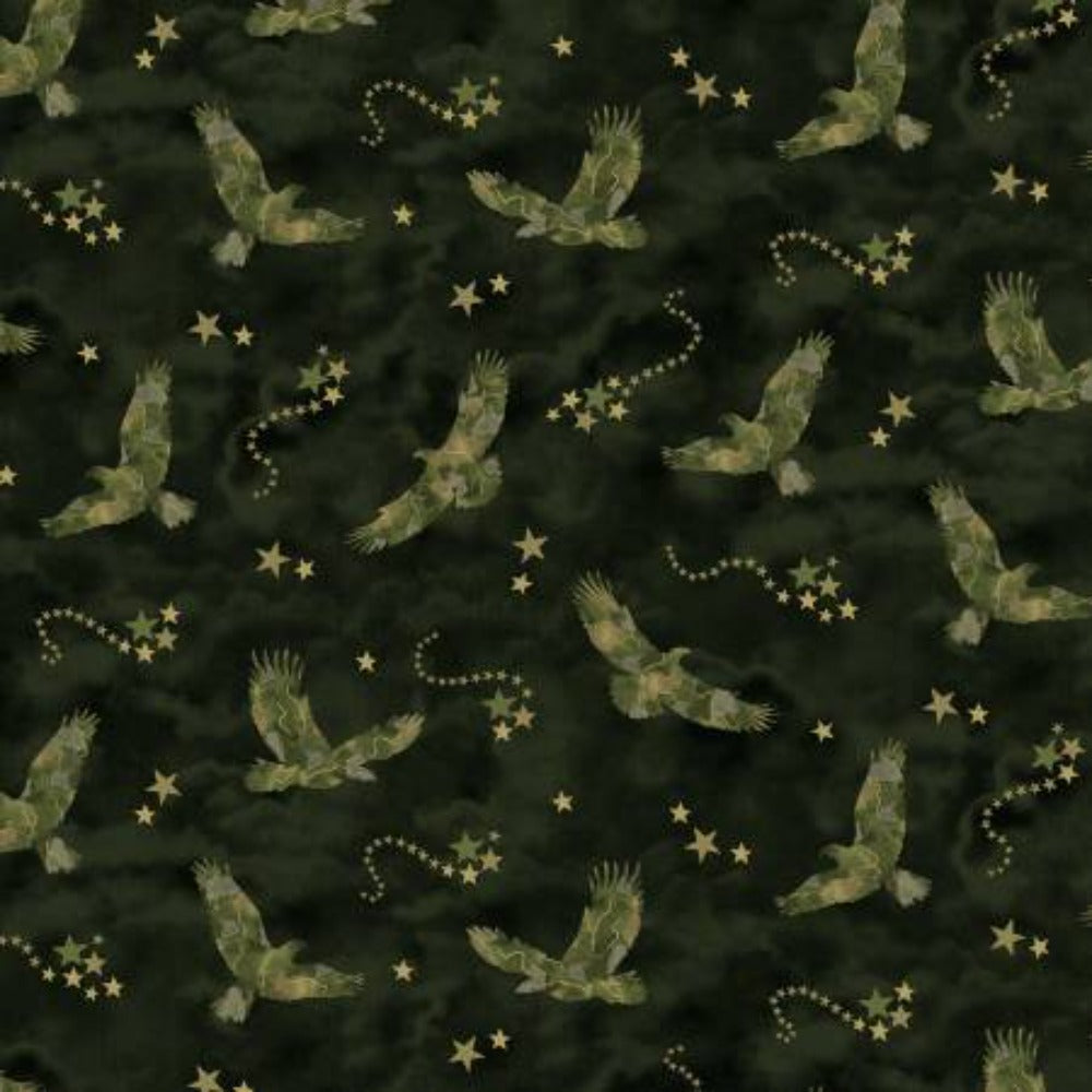 Camo Eagles Glitter Cotton Fabric