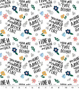 Watercolor Animals Words Swaddle Nursery Fabric Muslin Fabric