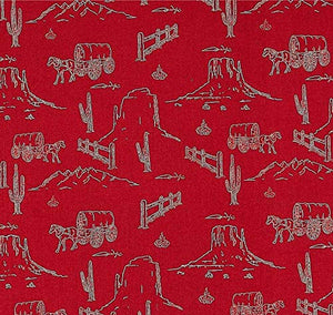 John Wayne Landscape Red Cotton Fabric