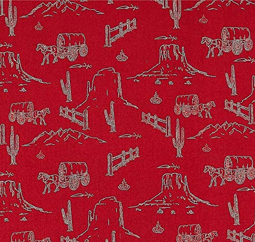John Wayne Landscape Red Cotton Fabric