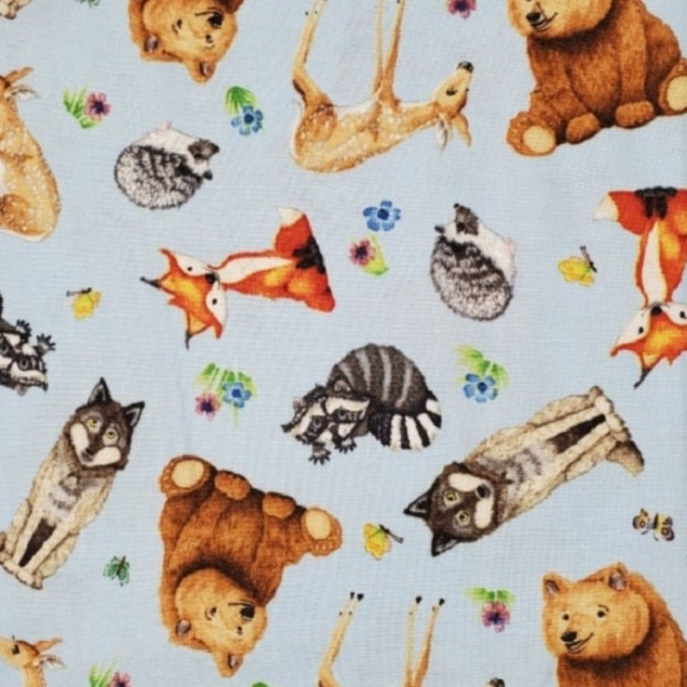 Wildlife Toss Light Blue Cotton Fabric