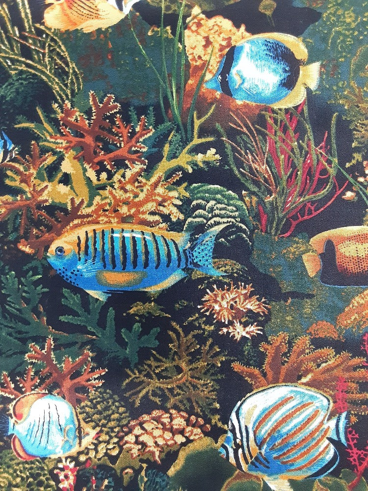 Wildlife Reef Green Cotton Fabric