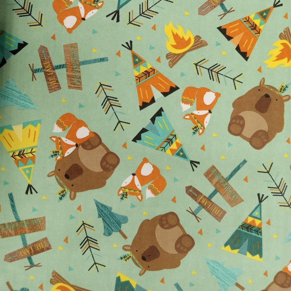 Handmade Blanket, Burp Rag/ Security Blanket, and Bib Forest Animals Teal