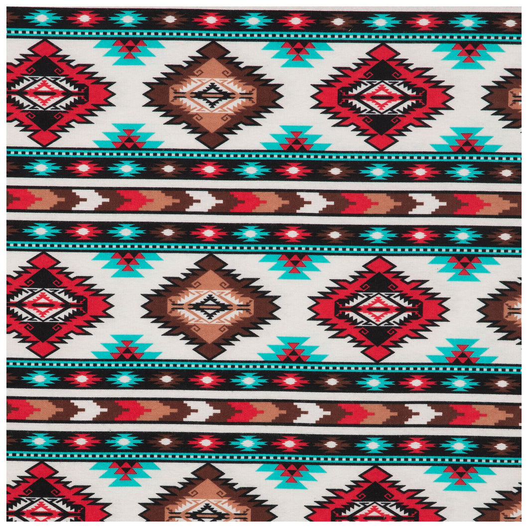 Red & Turquoise Southwest Flannel Fabric