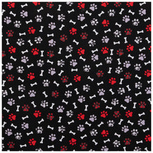 Load image into Gallery viewer, Black &amp; Red Plaid Paw Prints Cotton Calico Fabric
