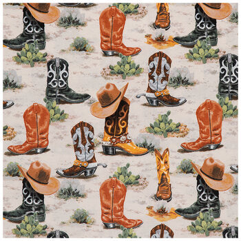 Cowboy Boots Cotton Calico Fabric