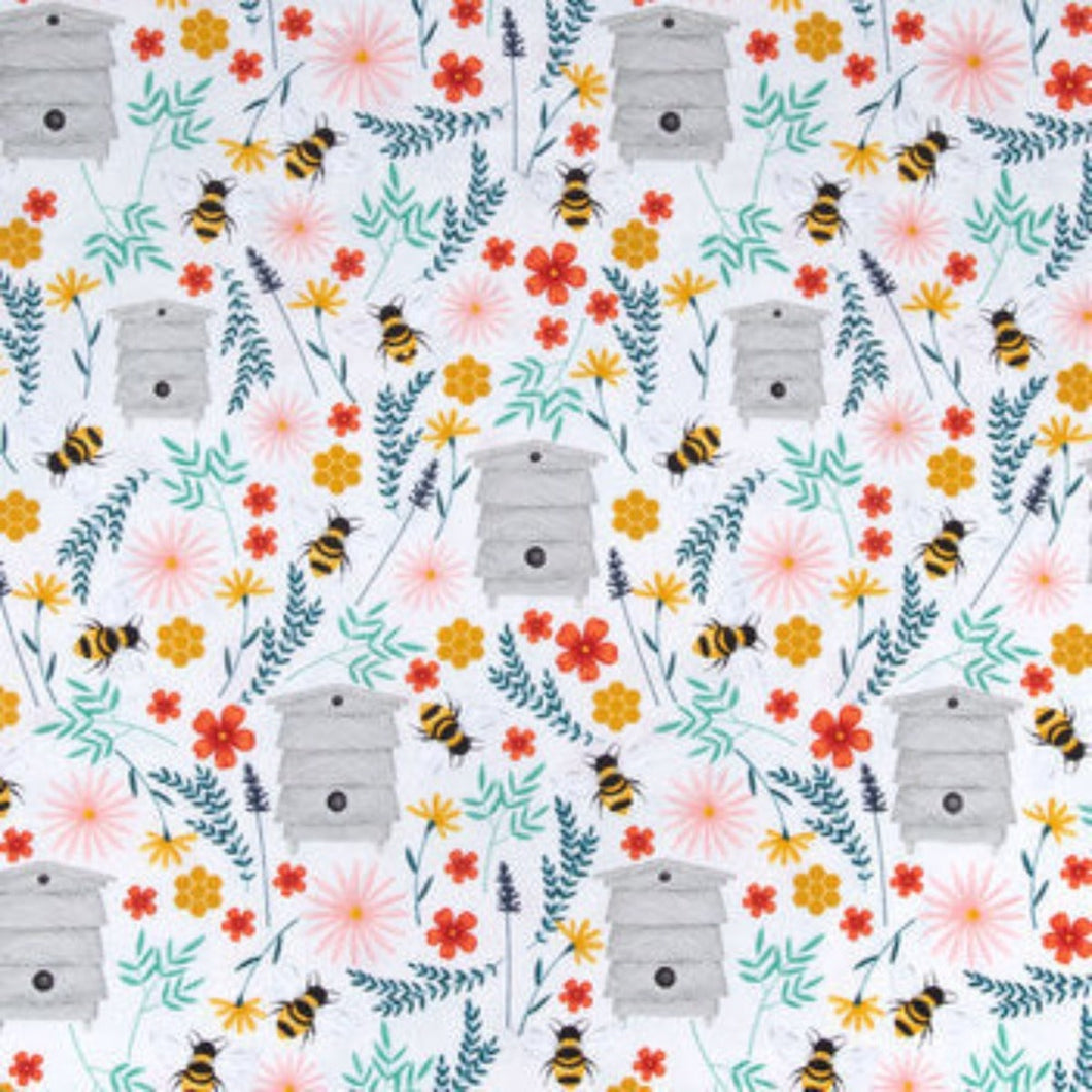 Handmade Valance or Curtain Panel Bee Happy Calico
