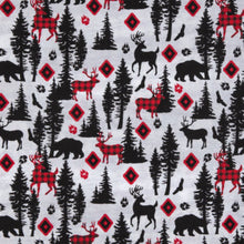 Load image into Gallery viewer, Handmade Valance or Curtain Panel Red &amp; Black Woodland Animals Calico
