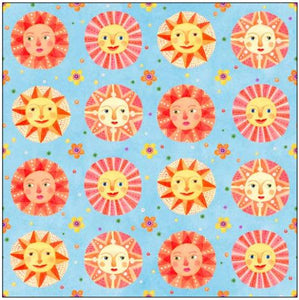 Wonderlust Suns Blue Cotton Fabric