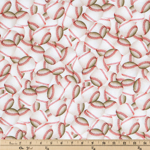 Baseballs Calico Cotton Fabric