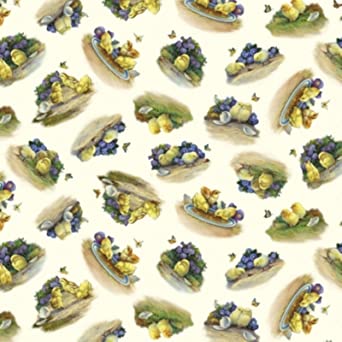 Joyful Countryside Tossed Chicks Cream Cotton Fabric