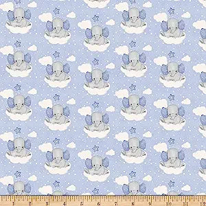 Handmade Blanket, Burp Rag/ Security Blanket, and Bib Elephants on Clouds Blue