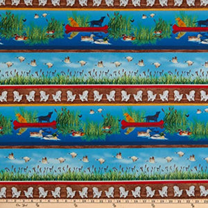 Dockside Novelty Lake Stripe  Multi Cotton Fabric
