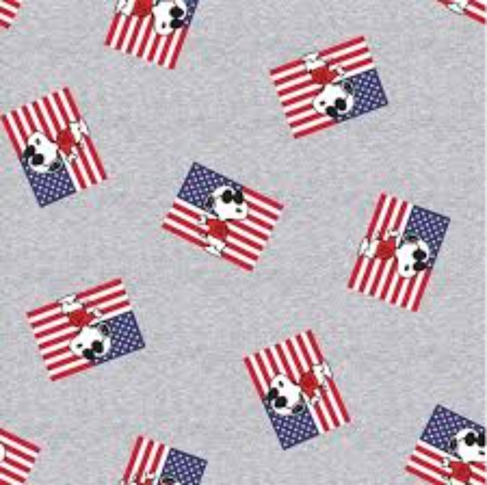 Peanuts Patriotic Grey Cotton Fabric