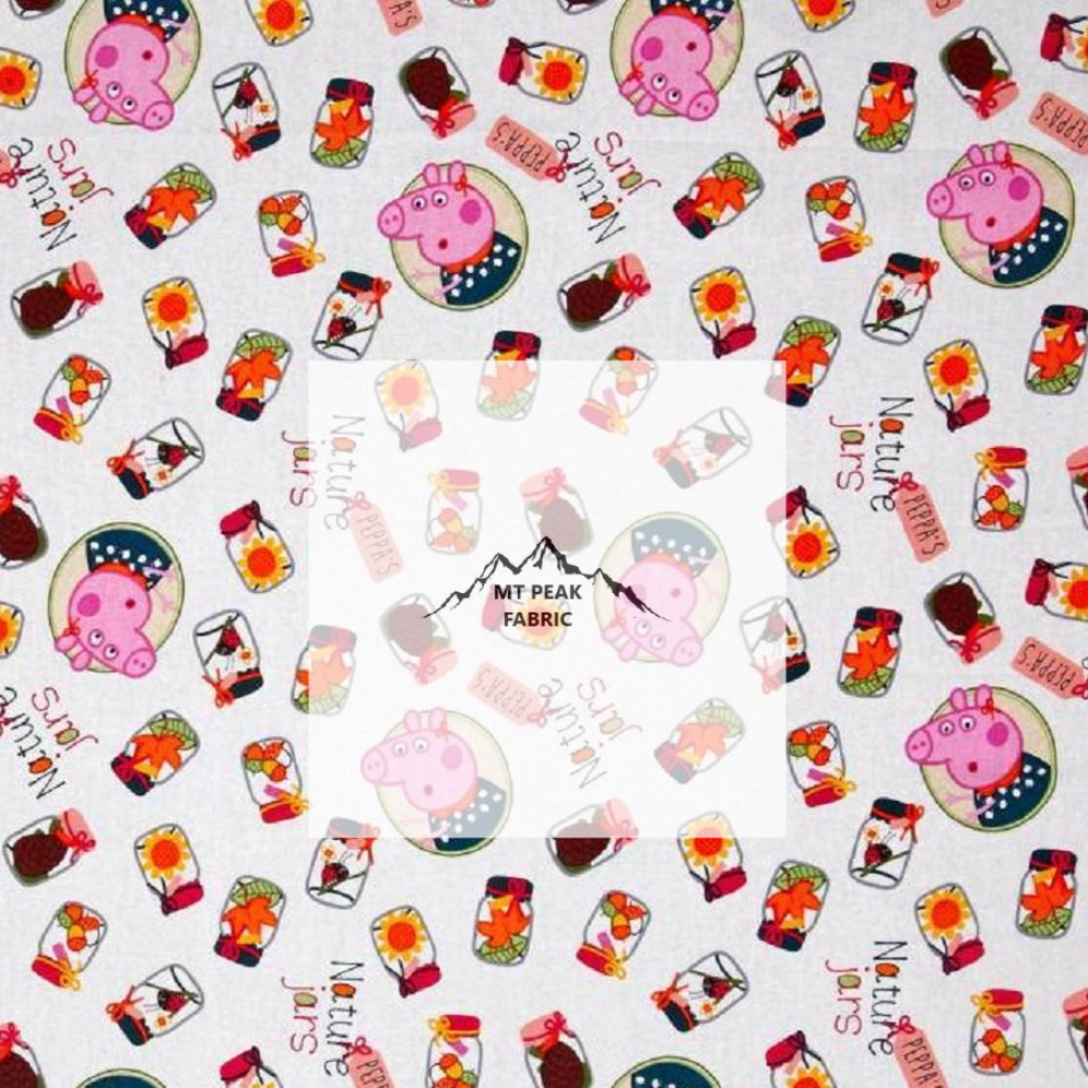 Great for any fan of Peppa Pig. This 100% cotton fabric is perfect for quilting, apparel, and many other sewing or crafting projects. This print features Peppa Pig 
