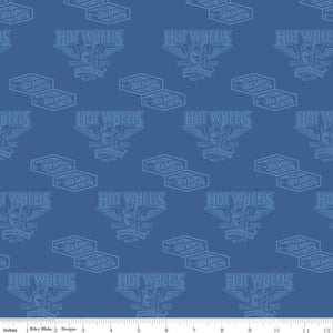 Hot Wheels Classic Vintage Decals Blue Cotton Fabric