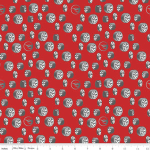 Hot Wheels Classic Tires Red Cotton Fabric