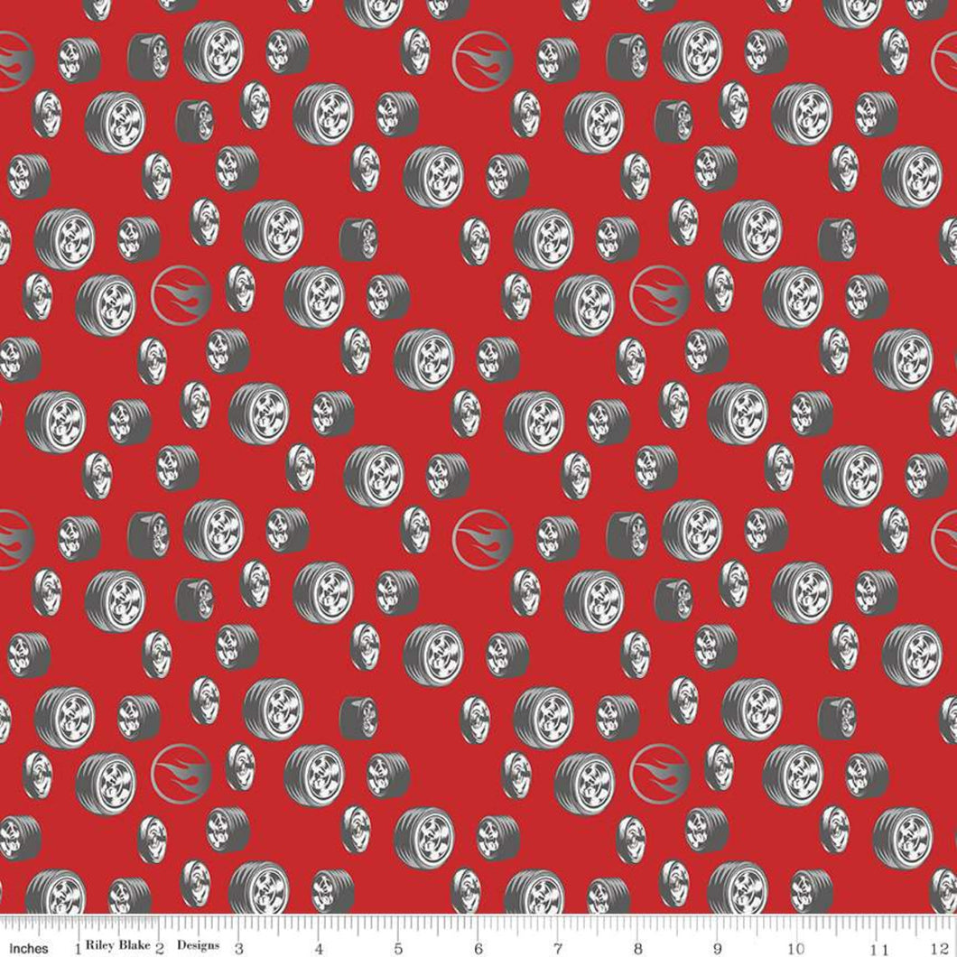 Hot Wheels Classic Tires Red Cotton Fabric