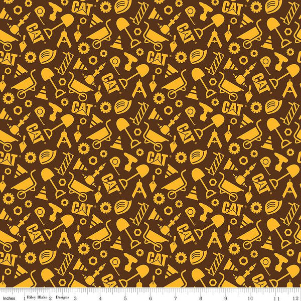CAT® Buildin' Crew Construction Set Brown Cotton Fabric