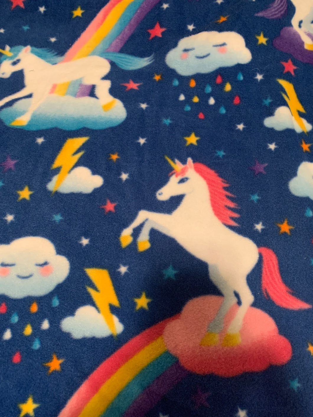 Unicorn Rainbow Lighting Fleece Fabric Precut