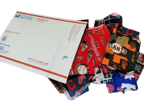 Assorted MLB Cotton - 1/2 Yard Cuts -  40 Prints- Medium Flat Rate Box