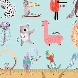 Cubby Bear Animals ABC Flannel Fabric