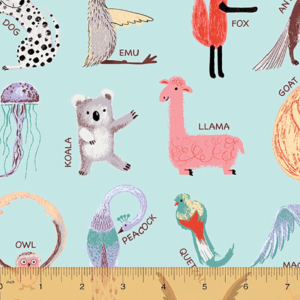 Cubby Bear Animals ABC Flannel Fabric