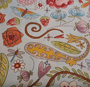 Flower Dragonflies Cotton Fabric