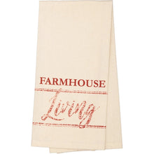 Load image into Gallery viewer, Sawyer Mill- Red Farmhouse Living Unbleached Muslin Natural Tea Towel
