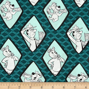 Yogi Bear Diamonds Cotton Fabric