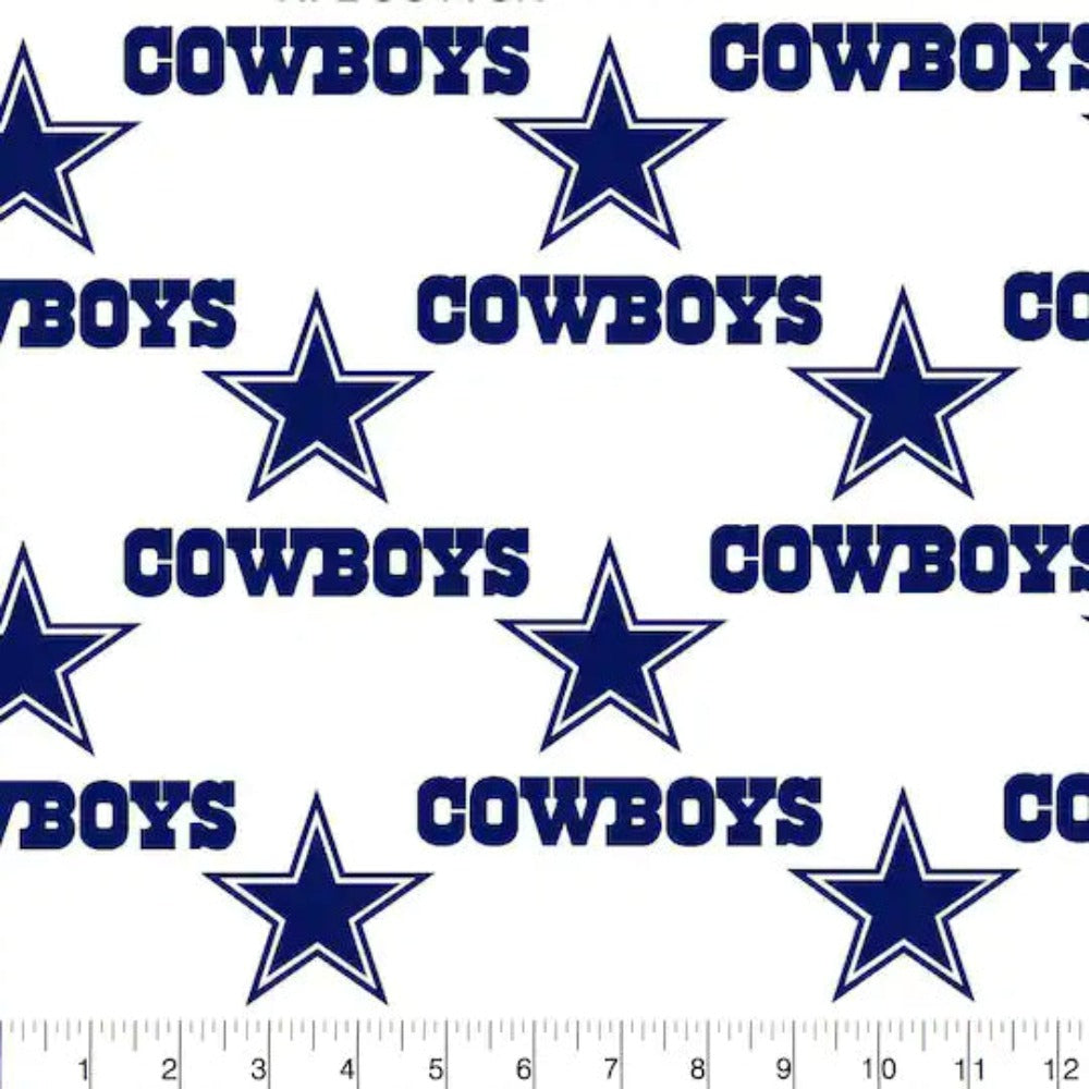 Cowboys White Cotton Fabric