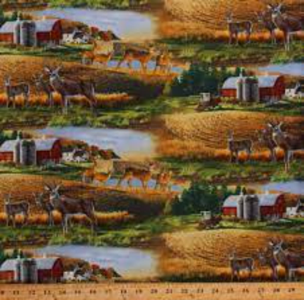 Deer Barn Cotton Fabric