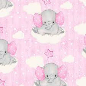 Handmade Blanket, Burp Rag/ Security Blanket, and Bib Elephants Pink