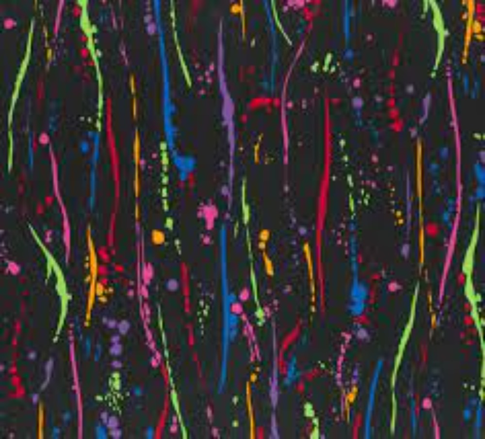 Colorful Paint Splat Lines Cotton Fabric